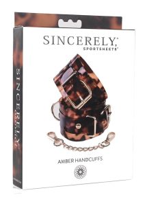 Sincerely Amber Hand Cuffs - Animal Print Gold