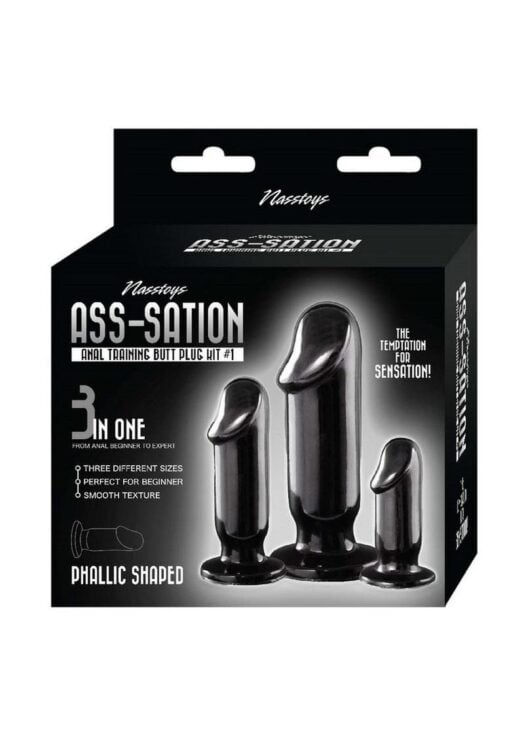 Ass-Sation Kit #1 Anal Trainer Butt Plug Set (3 piece) - Black