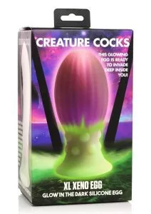 Creature Cocks Xeno Egg Glow in the Dark Silicone Egg - XLarge - Pink/Green