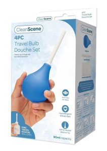 CleanScene Travel Bulb Douche Set (4 Piece) - Blue/White