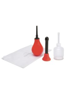 CleanScene Anal Douche Set with Classic and Flared Base - Red/Black