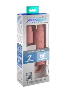 Fantasy X-Tensions Elite Silicone 6in Sleeve with Strap and 2in Plug- Vanilla