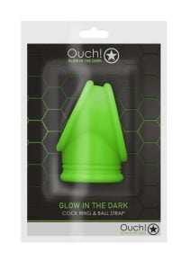 Ouch! Cock Ring and Ball Strap Silicone Separator Glow in the Dark - Green