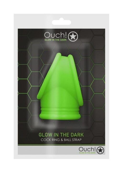 Ouch! Cock Ring and Ball Strap Silicone Separator Glow in the Dark - Green