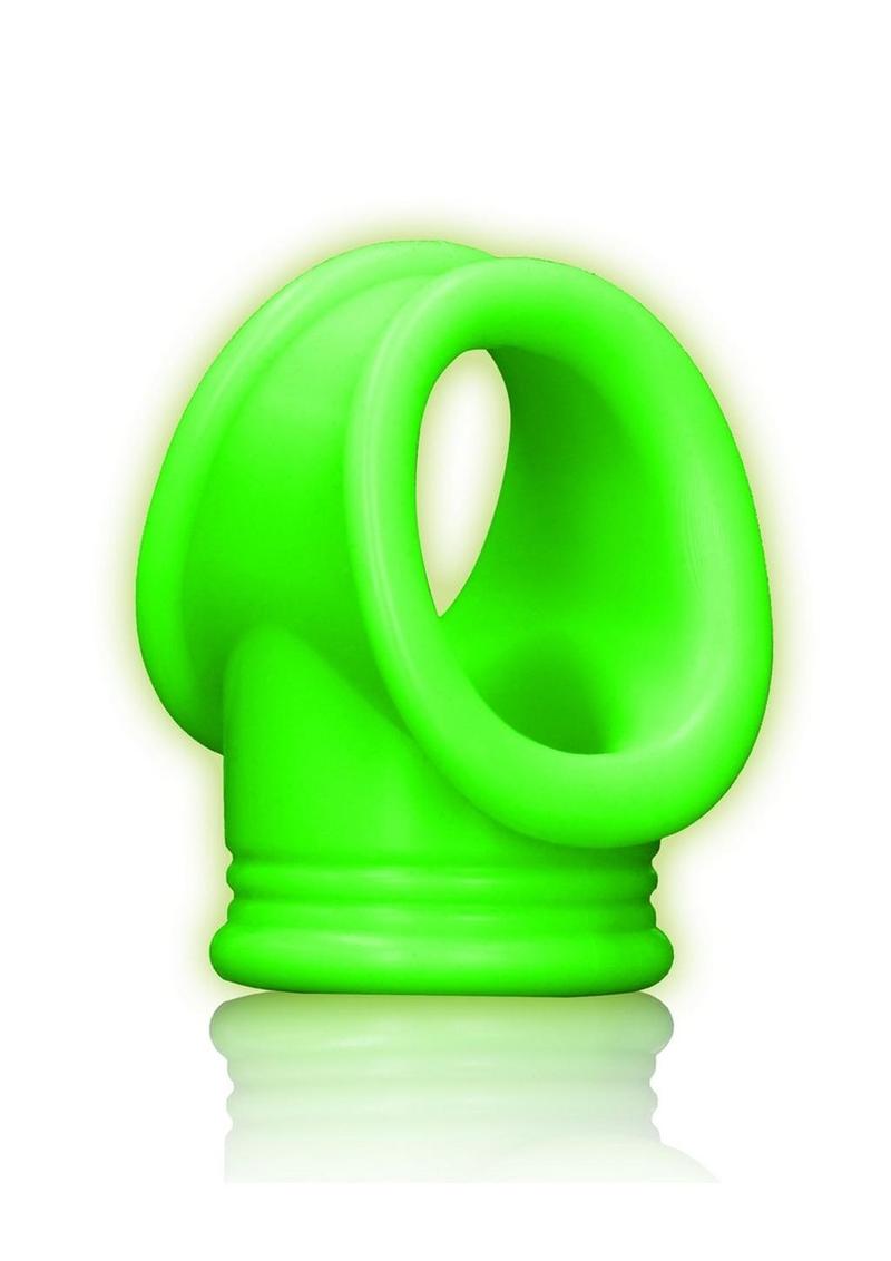 Ouch! Cock Ring and Ball Strap Silicone Separator Glow in the Dark - Green  | TabooAdultToys.com