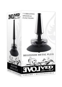 Beginner Metal Plug Rechargeable Vibrating Anal Plug - Black
