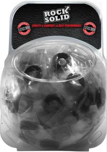 Rock Solid Donut Cock Ring Clambowl (100 piece) - Black