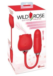 Wild Rose and Thruster Rechargeable Silicone Clitoral Stimulator - Red