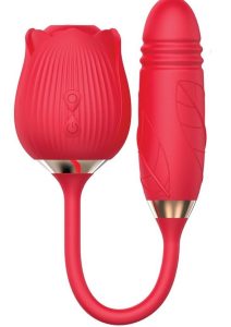 Wild Rose and Thruster Rechargeable Silicone Clitoral Stimulator - Red