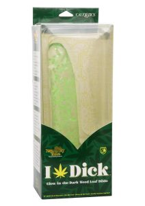 Naughty Bits I Leaf Dick Glow-in-The-Dark Weed Leaf Filled Dildo - Green