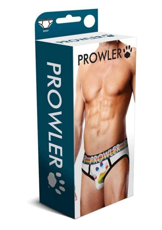 Prowler White Oversized Paw Brief - Small - White/Rainbow