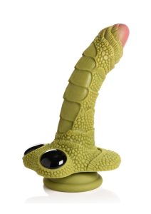 Creature Cocks Swamp Monster Scaly Silicone Dildo - Green/Black