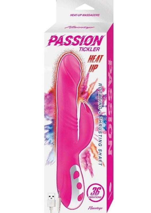 Passion Tickler Heat Up Rechargeable Silicone Rabbit Vibrator - Pink