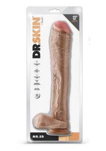 Dr. Skin Mr. Ed Dildo with Balls and Suction Cup 13in - Vanilla