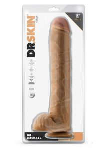 Dr. Skin Dr. Michael Dildo with Balls and Suction Cup 14in - Caramel