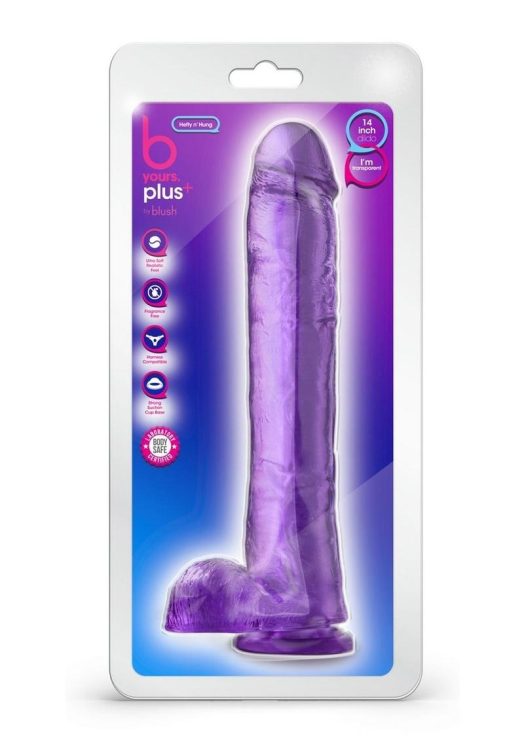 B Yours Plus Hefty N` Hung Realistic Dildo with Suction Cup - Purple