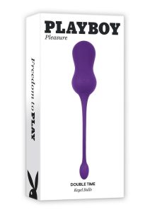Playboy Double Time Rechargeable Silicone Vibrating Kegel Balls with Remote Control - Purple