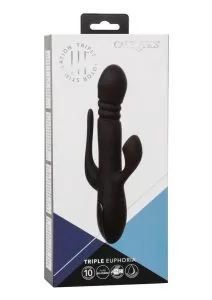 III Triple Euphoria Rechargeable Silicone Stimulating Massager - Black