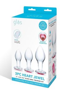 Glas Heart Jewel Glass Anal Training Set (3 Piece) - Clear