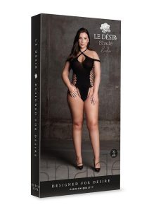 Le Desir Shade Leda XIII Body with Crossed Neckline and Off Shoulder Straps - Queen - Black