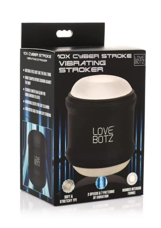 LoveBotz 10X Cyber Stroke Rechargeable Vibrating Stroker - Black