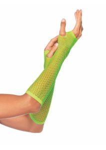 Leg Avenue Triangle Net Finglerless Gloves - O/S - Neon Green