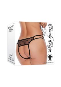 Barely Bare Double Strap Open Panty - O/S - Black