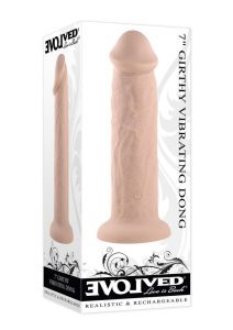 Girthy Vibrating Rechargeable Silicone Dildo 7in - Vanilla