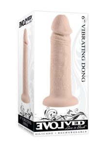 Vibrating Rechargeable Silicone Dildo 6in - Vanilla