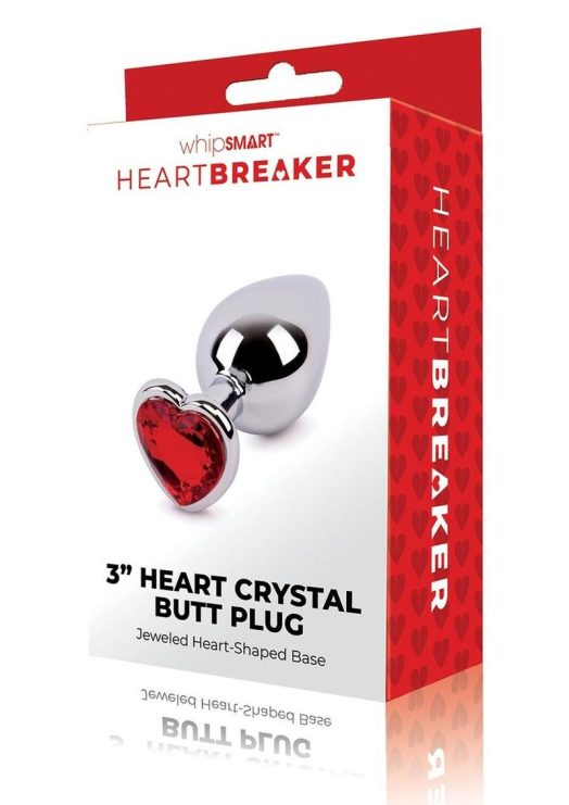 Whipsmart Heartbreaker Metal Butt Plug - Medium - Silver/Red