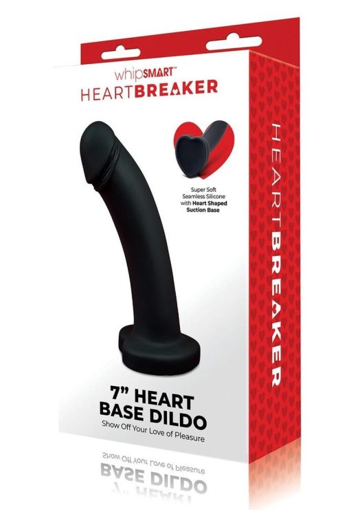 Whipsmart Heartbreaker Silicone Dildo Heart Base 7in - Black