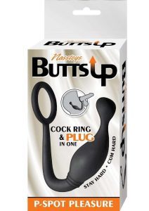Butts Up P-Spot Pleasure Silicone Anal Plug and Cock Ring - Black