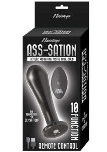 Ass-Sation Remote Control Vibrating Metal Anal Bulb - Black