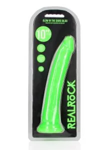 RealRock Slim Glow in the Dark Dildo with Suction Cup 10in - Green