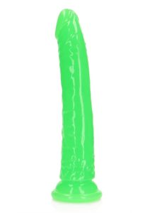 RealRock Slim Glow in the Dark Dildo with Suction Cup 10in - Green