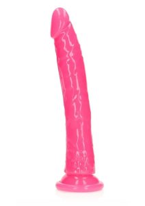 RealRock Slim Glow in the Dark Dildo with Suction Cup 11in - Pink
