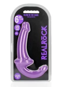 RealRock Strapless Strap-On Glow in the Dark Dildo 6in - Purple