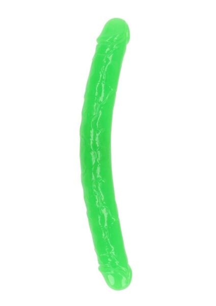 RealRock Double Dong Glow in the Dark Dildo 15in - Green