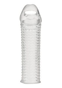Blue Line Clear Textured Penis Enhancing Sleeve Extension 6.5in - Clear