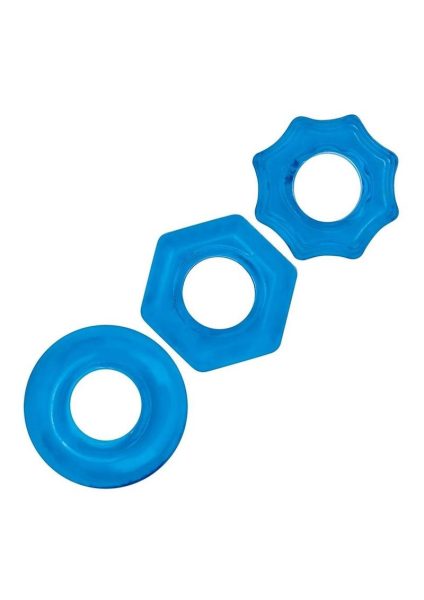 Blue Line Nuts and Bolts Stretch Cock Ring (3 Pack) - Blue