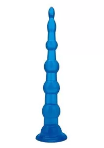 Blue Line Anal Beads with Suction Cup 8.5in - Blue