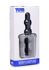 Tom Of Finland Rose Bud Cylinder w/ Beaded Silicone Insert - Black