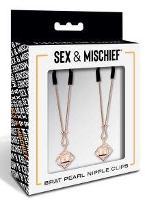 Sex and Mischief Brat Pearl Nipple Jewelry - Rose Gold/White