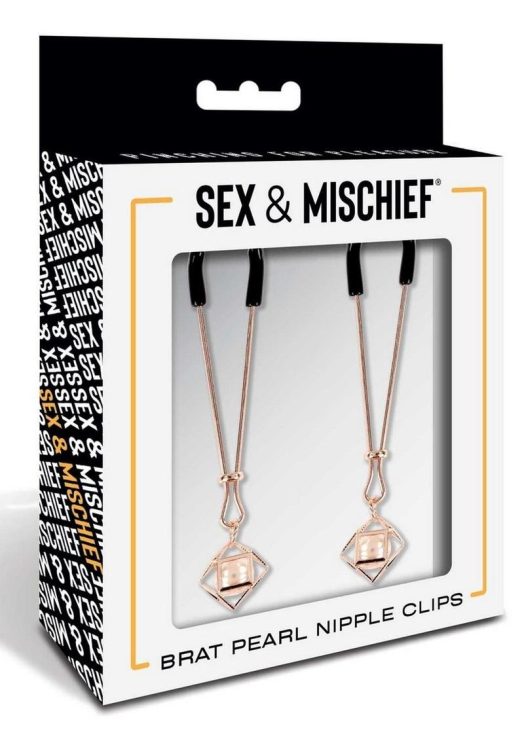 Sex and Mischief Brat Pearl Nipple Jewelry - Rose Gold/White