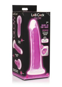 Lollicock Glow in the Dark Silicone Dildo 7in - Purple