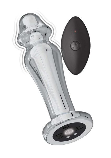 Ass-Sation Remote Control Rechargeable Vibrating Metal Anal Lover - Silver