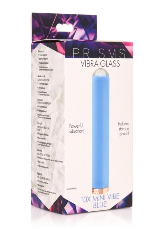 Prisms 10X Mini Vibrating Rechargeable Glass Bullet - Blue
