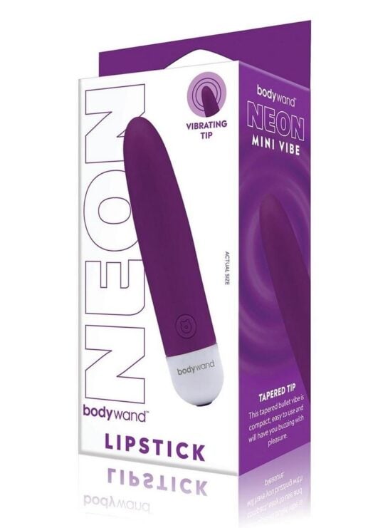 Bodywand Mini Lipstick Rechargeable Silicone Vibrator - Neon Purple