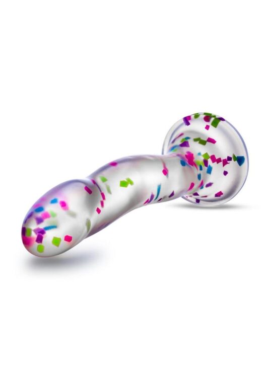 Neo Elite Glow in the Dark Silicone Hanky Panky Dildo 7.5in - Confetti Multicolor