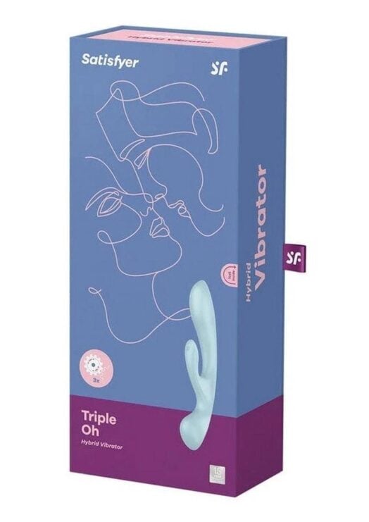 Satisfyer Triple Oh Rechargeable Silicone Dual Stimulating Vibrator - Light Blue